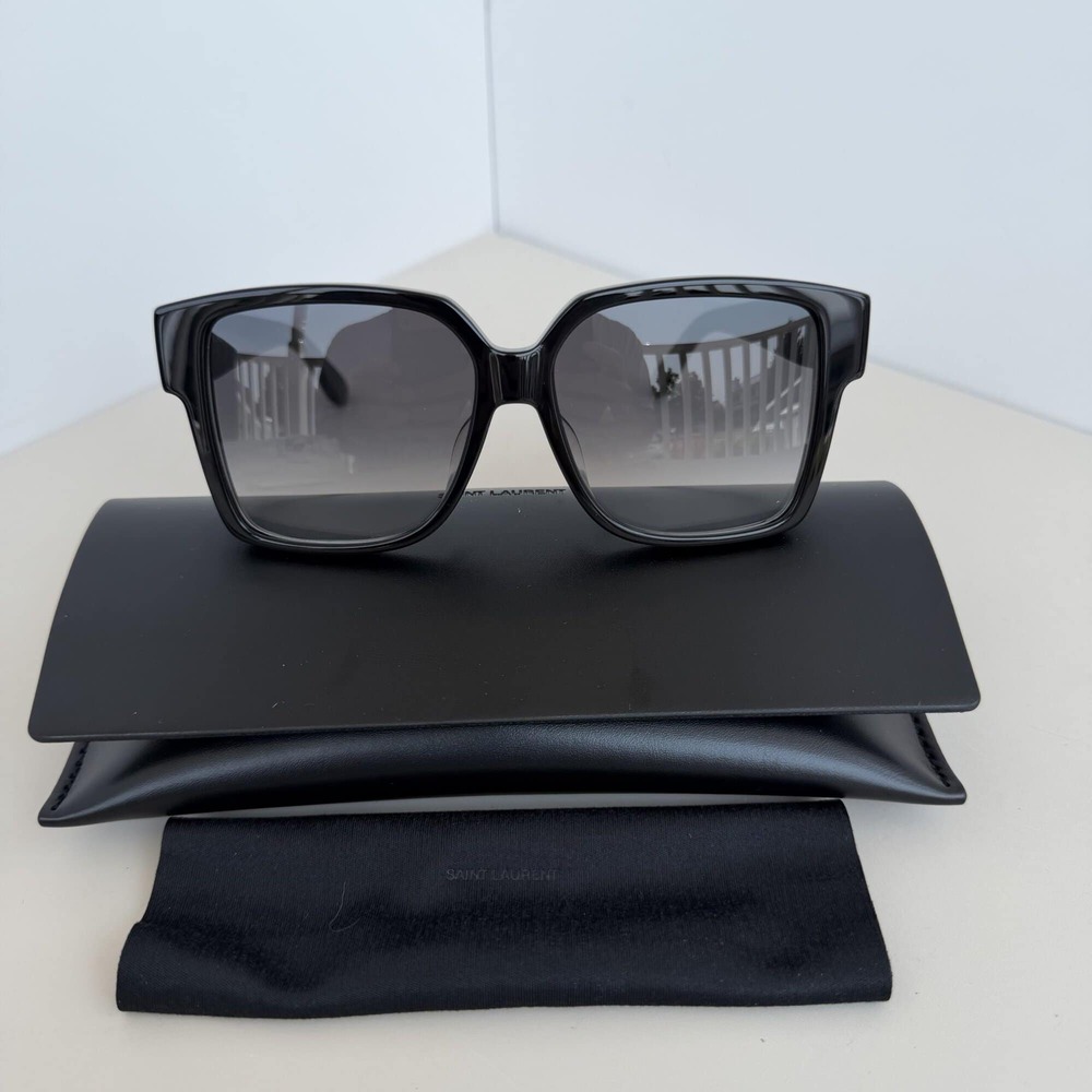 Saint Laurent Black Square Sunglasses SL M9/F 002 Grey Gradient Lens NWOT 56/15/
